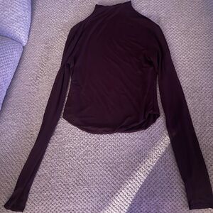 Meshki Long Sleeve Mock Neck Top in Plum